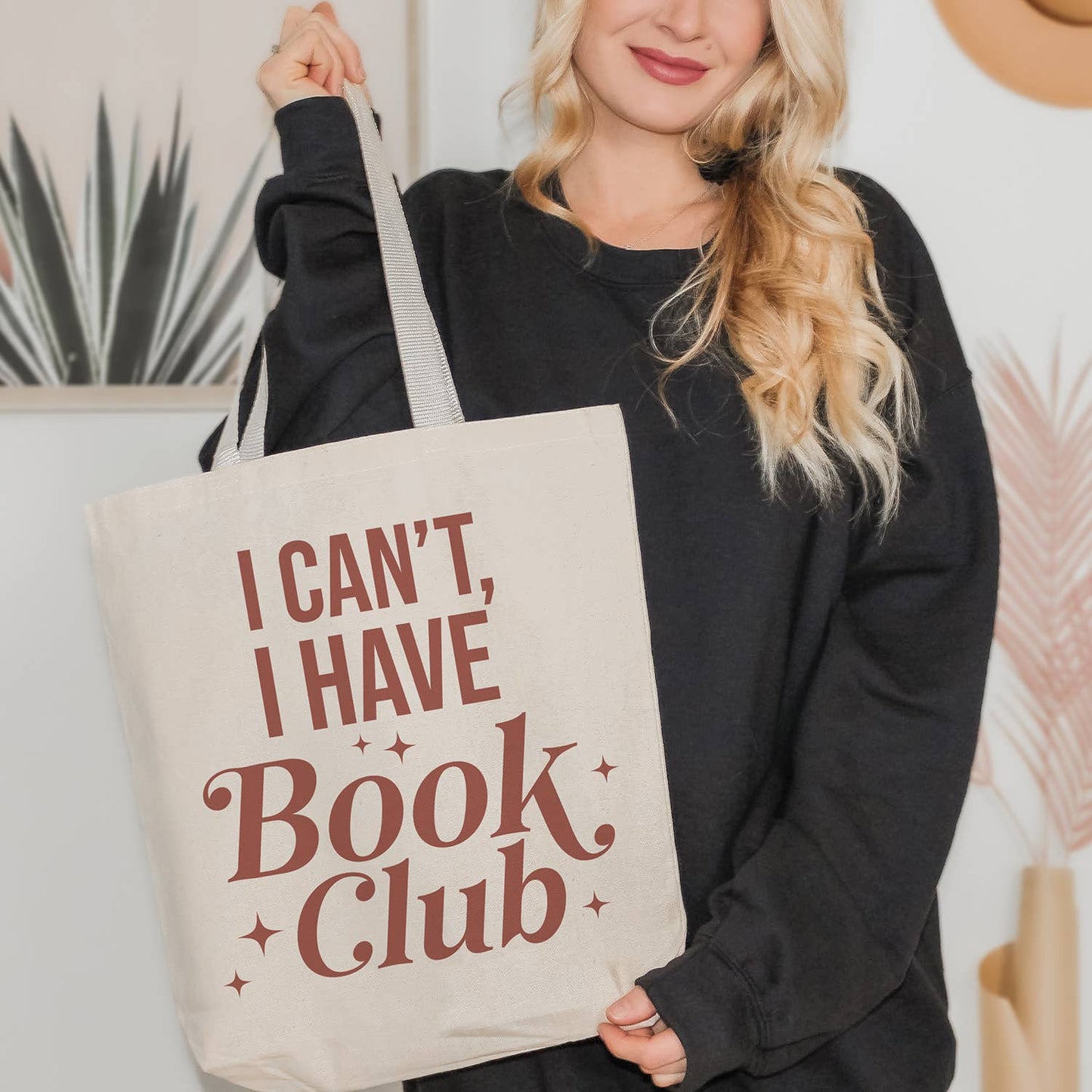 I Can't I Have Book Club Tote Bag: Pink