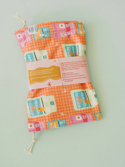 Vintage Ovens Bread Baker Set | Bread Bag & Bowl Cover