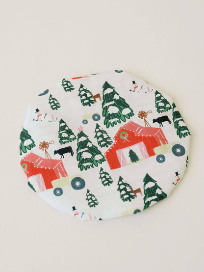 Festive Farm 10.5" Bowl Cover | Holiday Baking, Christmas