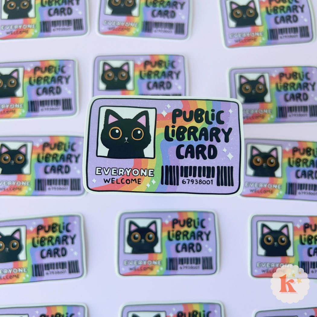 Library card kindle sticker