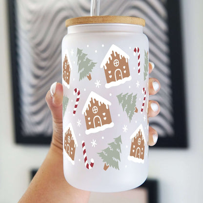 Gingerbread Winter House Cup with Lid + Straw