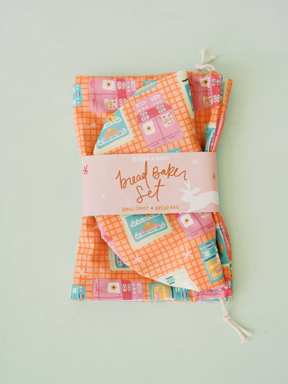 Vintage Ovens Bread Baker Set | Bread Bag & Bowl Cover