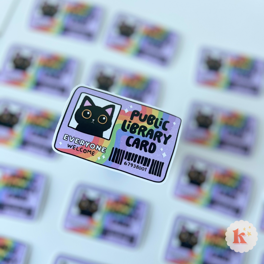 Library card kindle sticker