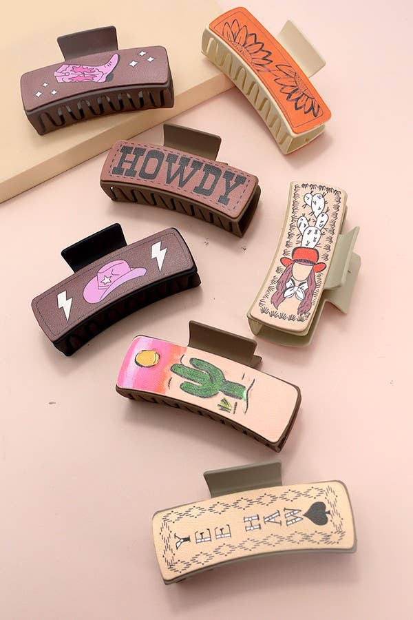 JUMBO Faux Leather Western Cowgirl 🤠 Hair Clip
