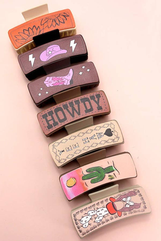 JUMBO Faux Leather Western Cowgirl 🤠 Hair Clip
